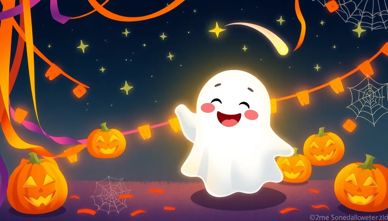 Le Petit Spectre et l'Étoile Filante 1 Illustration de La Nuit de Halloween