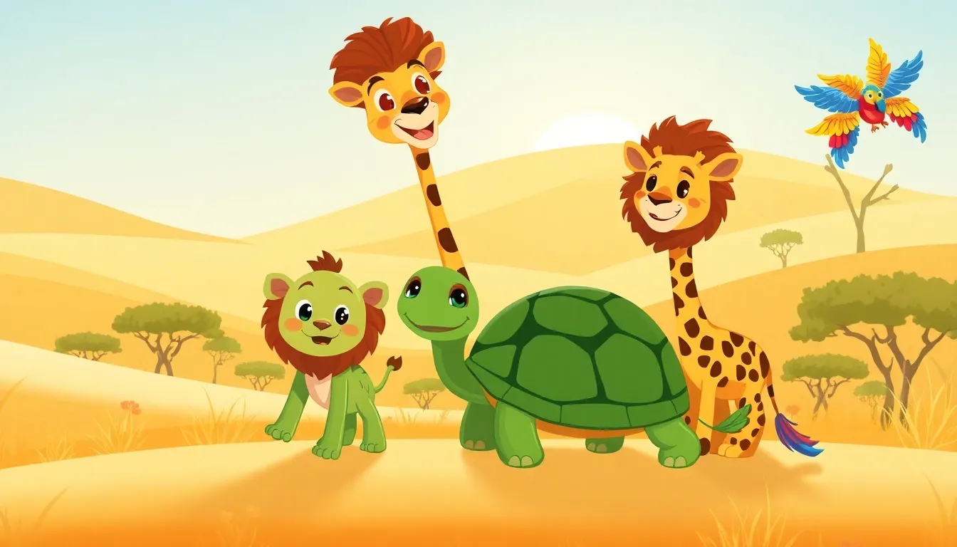 Leo le Lion et les Cristaux Brillants 4 Illustration du Voyage à Travers la Savane