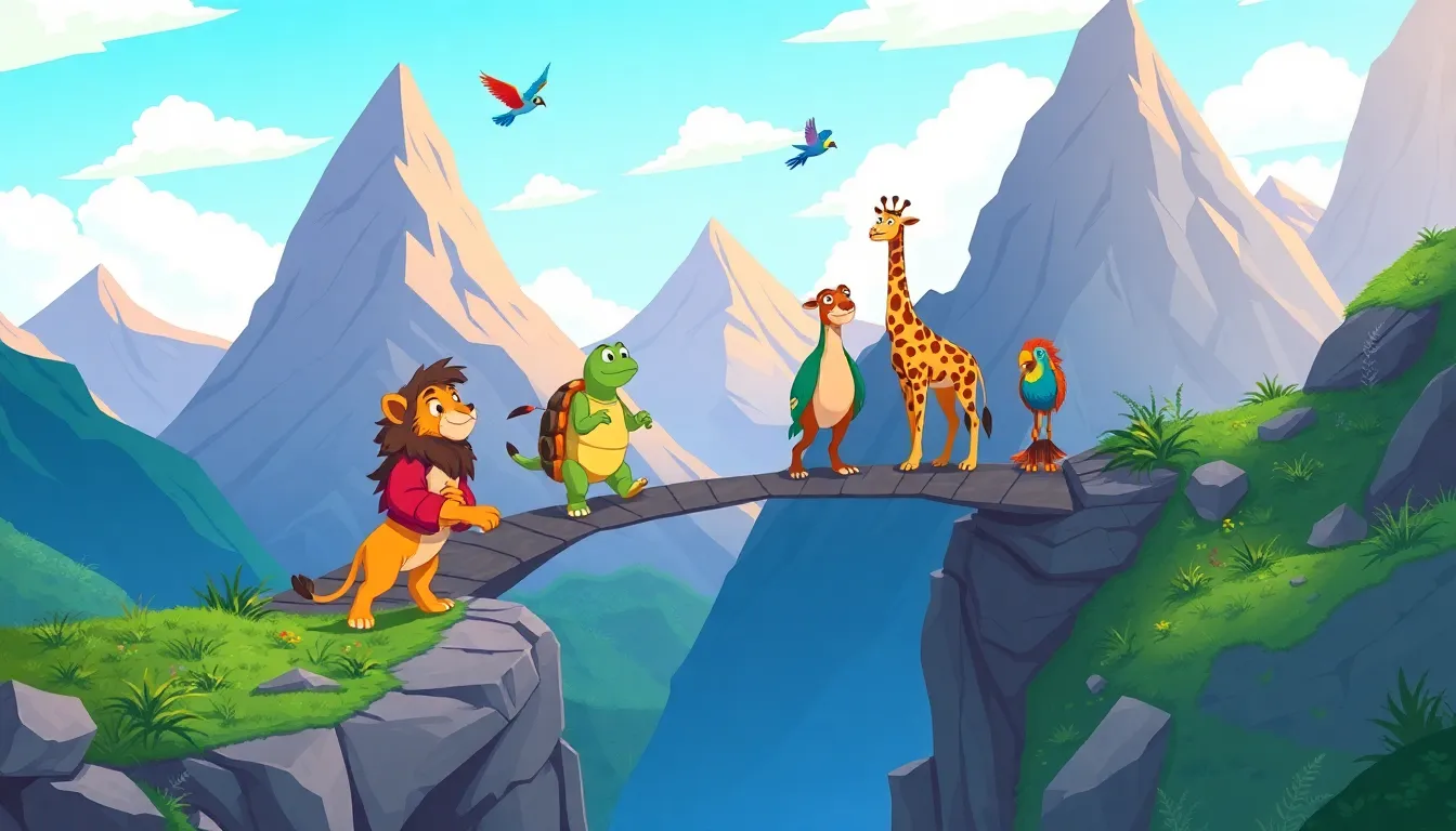 Leo le Lion et les Cristaux Brillants 5 Illustration des Épreuves de la Montagne