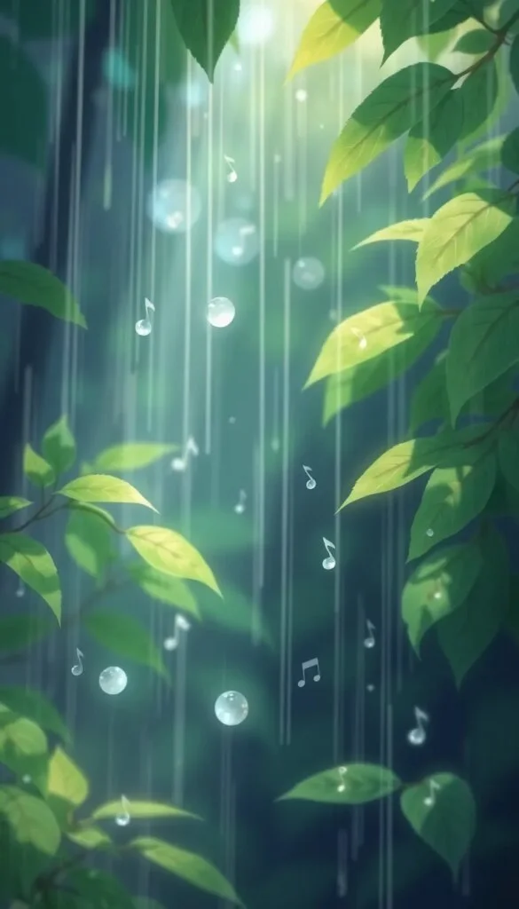 Poème sur la pluie : Gouttes musicales enchantées