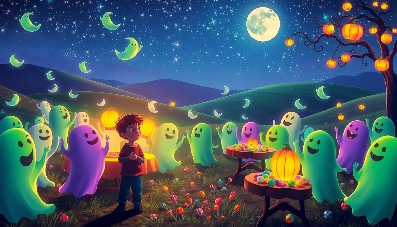 Les Éclats de Lune et les Fantômes Joyeux 6 Illustration de La Grande Fête des Fantômes