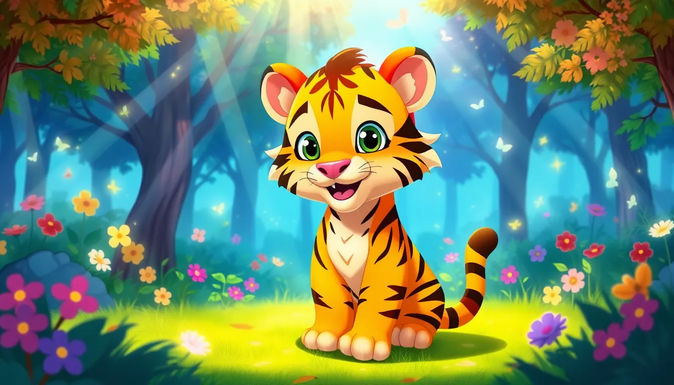 Tommy le Tigre et le Ruisseau Enchanté 1 Illustration du Début de l'Aventure