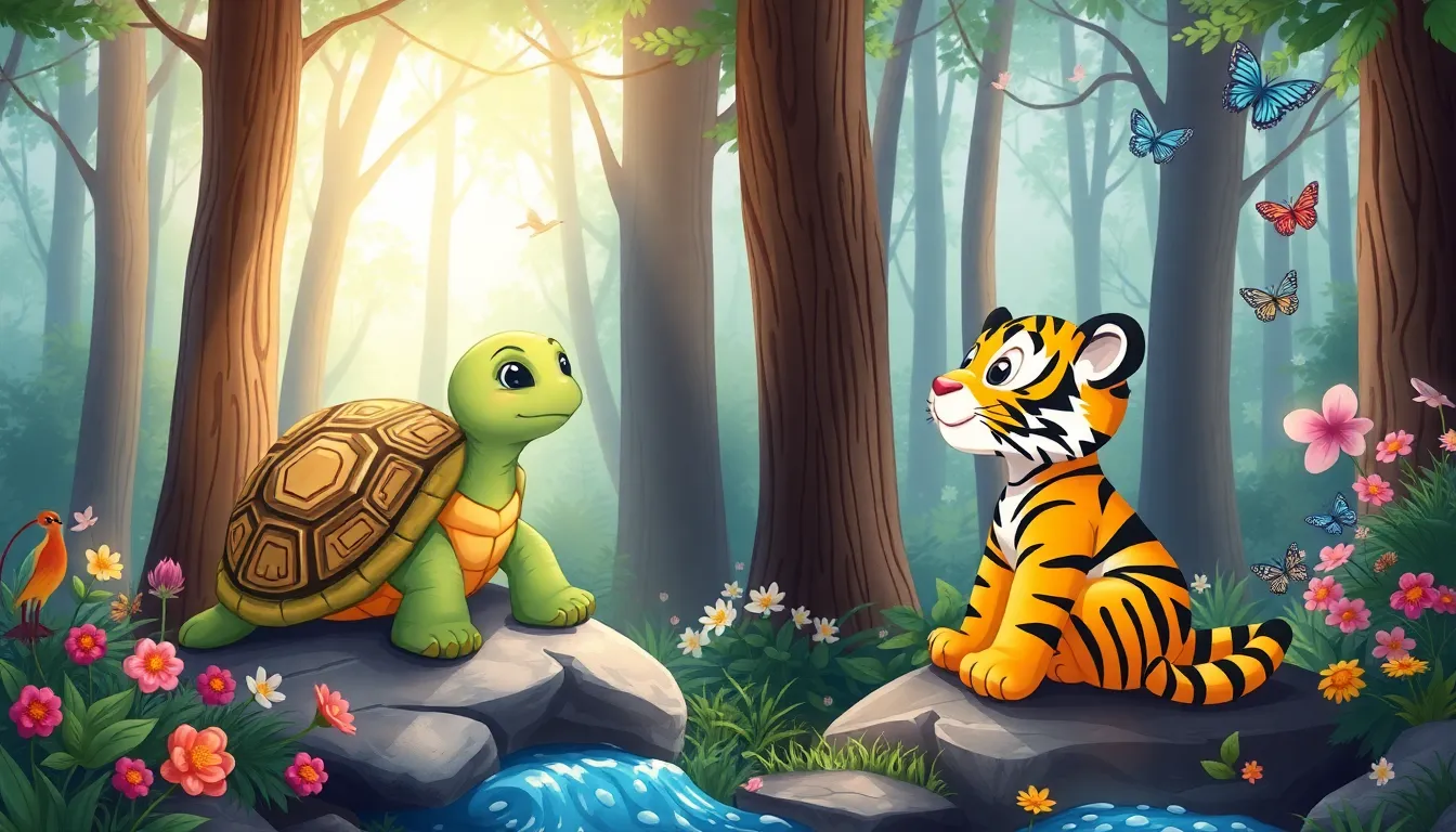 Tommy le Tigre et le Ruisseau Enchanté 4 Illustration de La Leçon de la Tortue