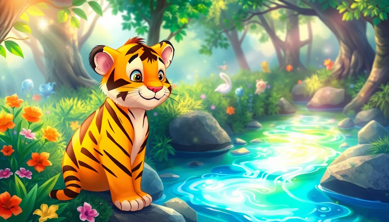 Tommy le Tigre et le Ruisseau Enchanté 6 Illustration du Ruisseau Enchanté