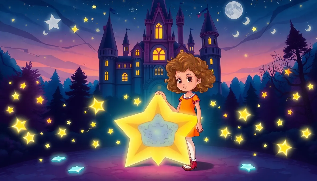 Lila et le Château des Ombres 4 Illustration du Puzzle des Étoiles