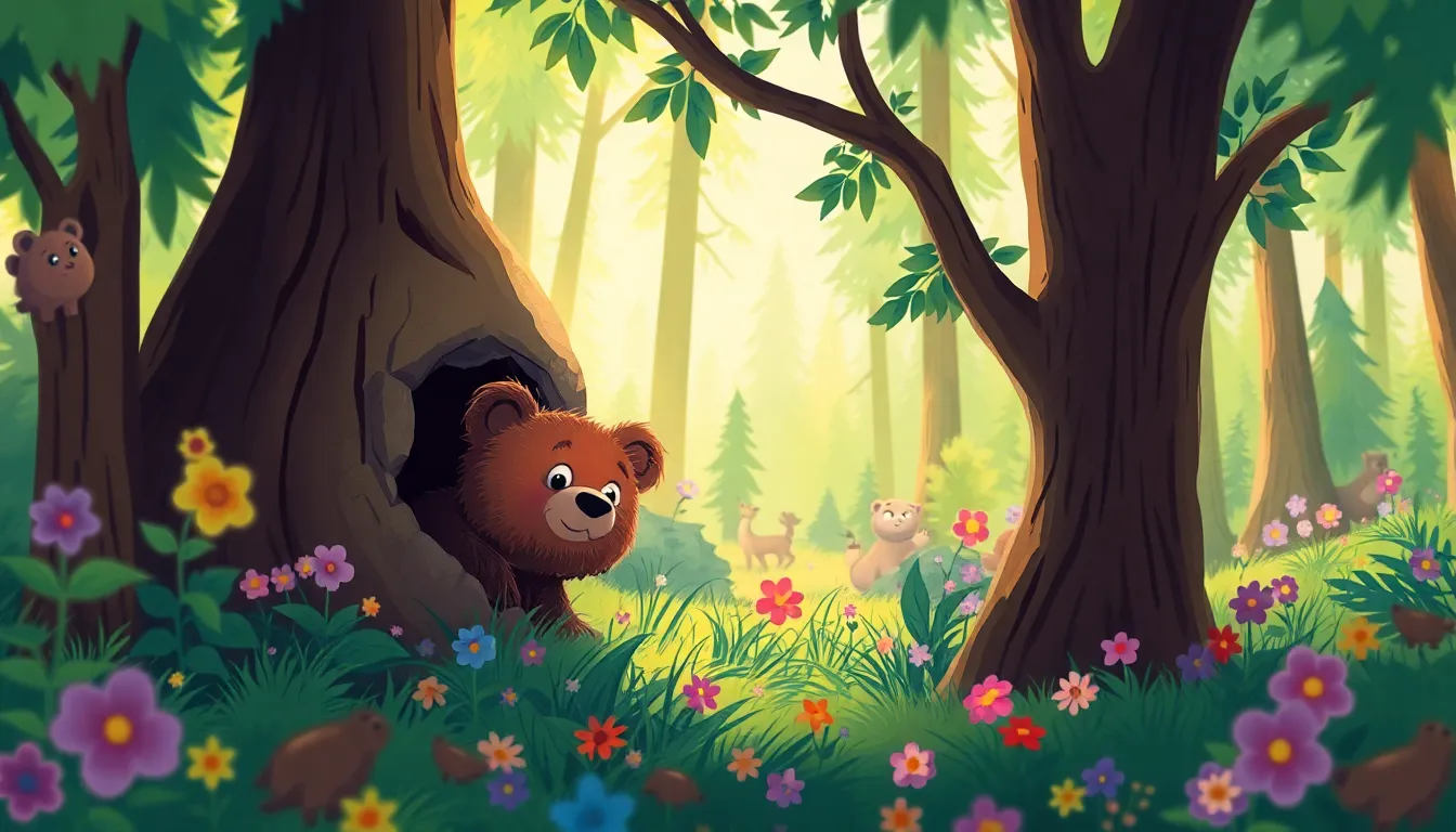 L'Ourson et le Ruisseau 1 Illustration de L'Ourson Curieux