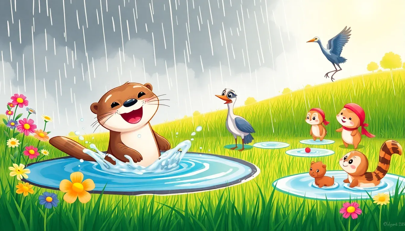 La Petite Loutre et la Pluie 6 Illustration de Un Amusant Jeu de Pluie