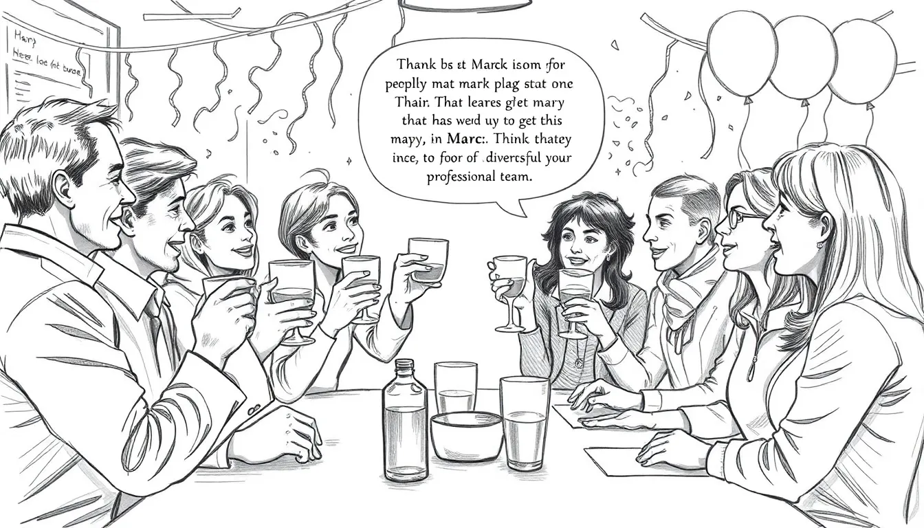 Célébration d'Amitié : Un Hommage à Marc 4 Illustration d'un toast entre amis