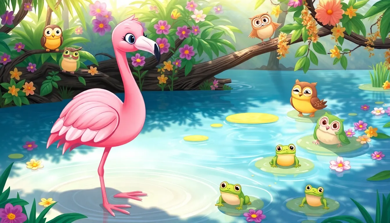 Fifi la Flamant Rose et la Danse des Nuages 1 Illustration de Fifi et ses Amis