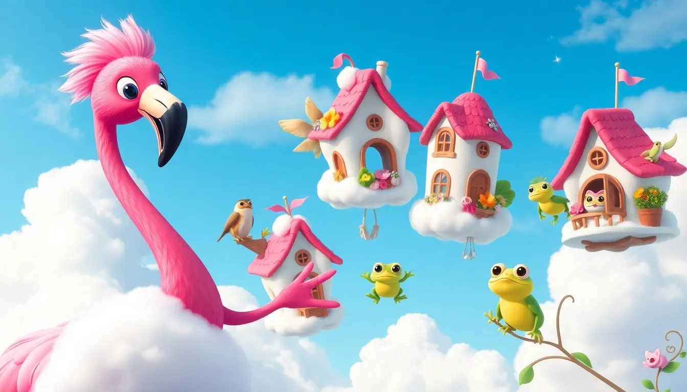 Fifi la Flamant Rose et la Danse des Nuages 4 Illustration des Cabanes des Nuages