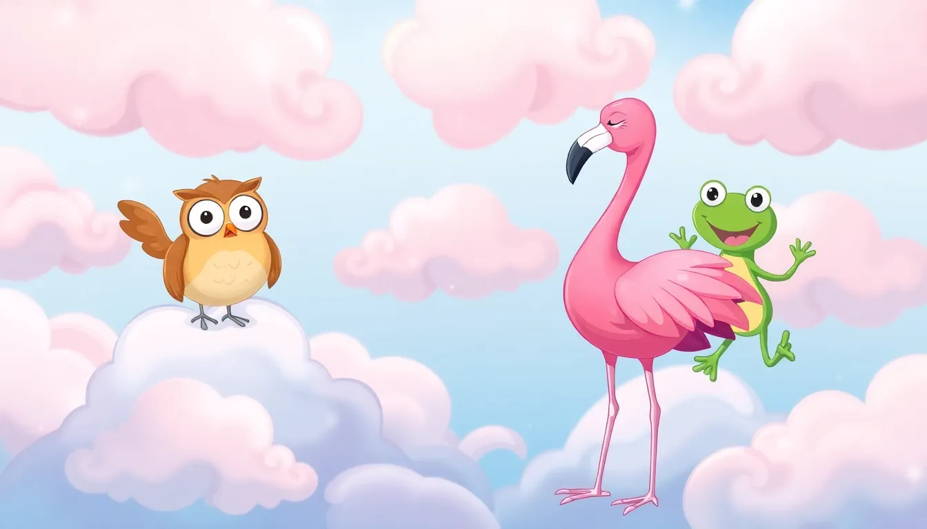 Fifi la Flamant Rose et la Danse des Nuages 7 Illustration de L'Entraide et l'Amitié