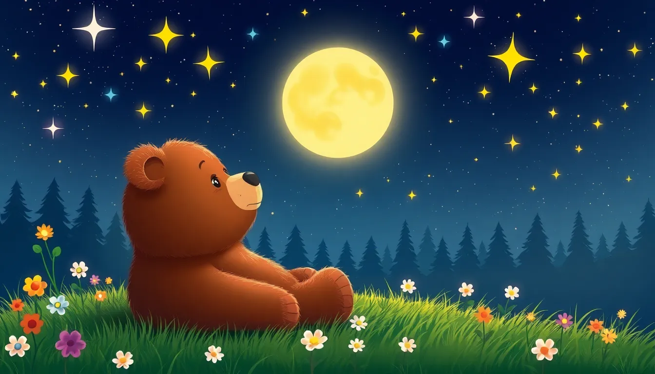 Le Coucher des Étoiles avec Oscar l'Ours 2 Illustration de La Lune, la Lumière et les Étoiles
