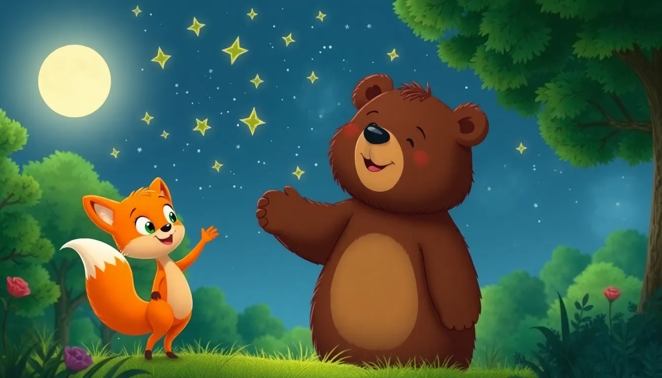 Le Coucher des Étoiles avec Oscar l'Ours 3 Illustration de La Renarde Astucieuse