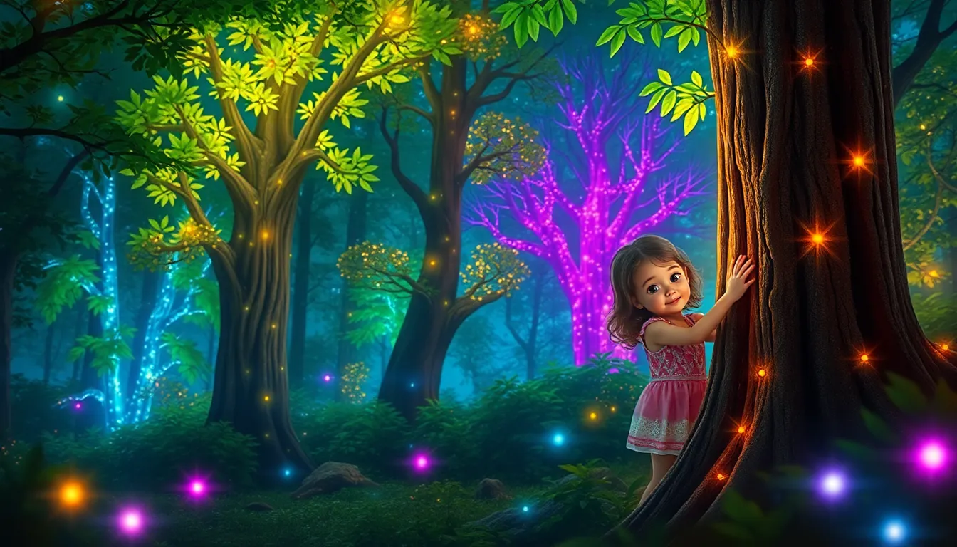 Zoé et la Forêt Lumineuse 2 Illustration des Étoiles des Arbres