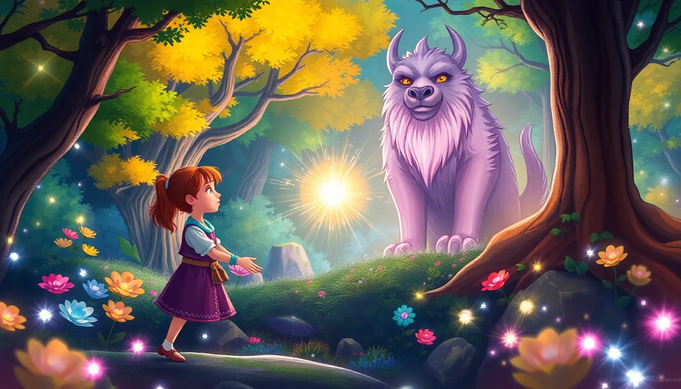 Zoé et la Forêt Lumineuse 7 Illustration de L'Épreuve de Courage