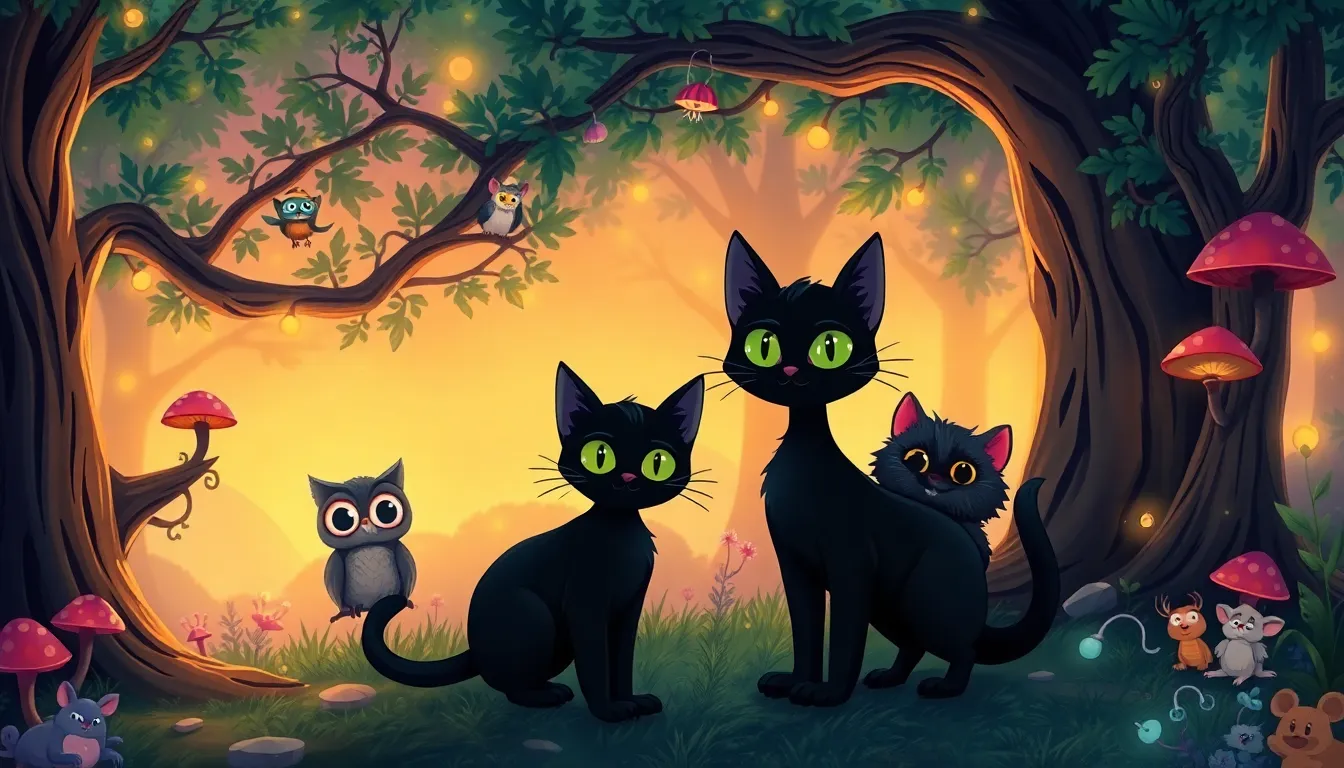 Les Chats Noirs et le Trésor Caché 4 Illustration de L'Entrée de la Forêt