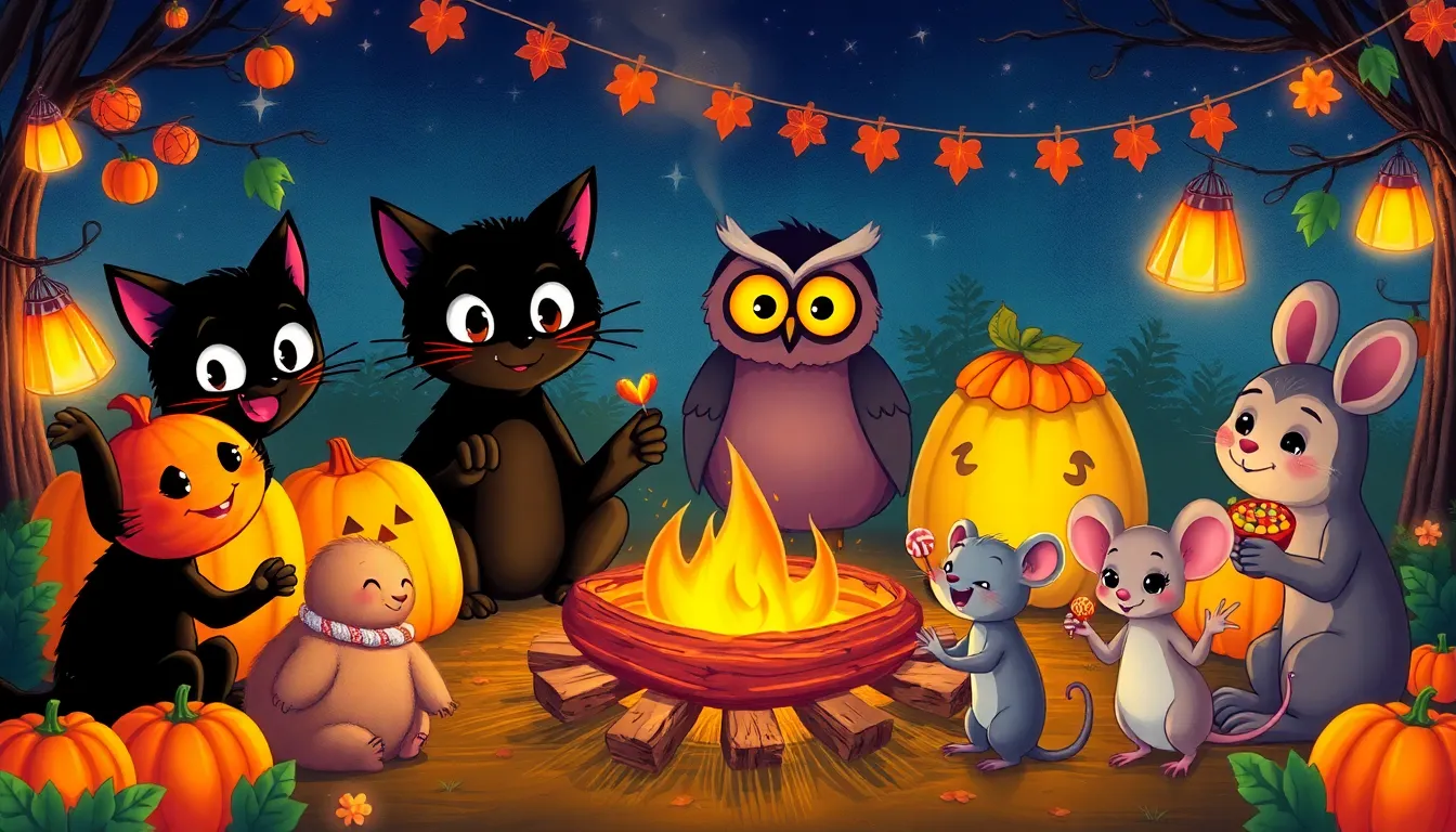 Les Chats Noirs et le Trésor Caché 9 Illustration du Festin d'Halloween