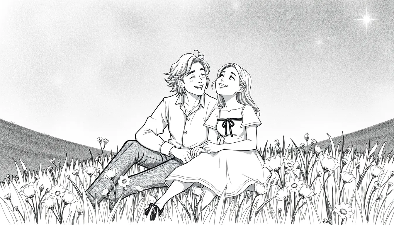 L'Amour Éphémère: Une Histoire Inspirée par un Poème 6 Mélodies de l'Espoir : Illustration évocatrice d'un amour naissant