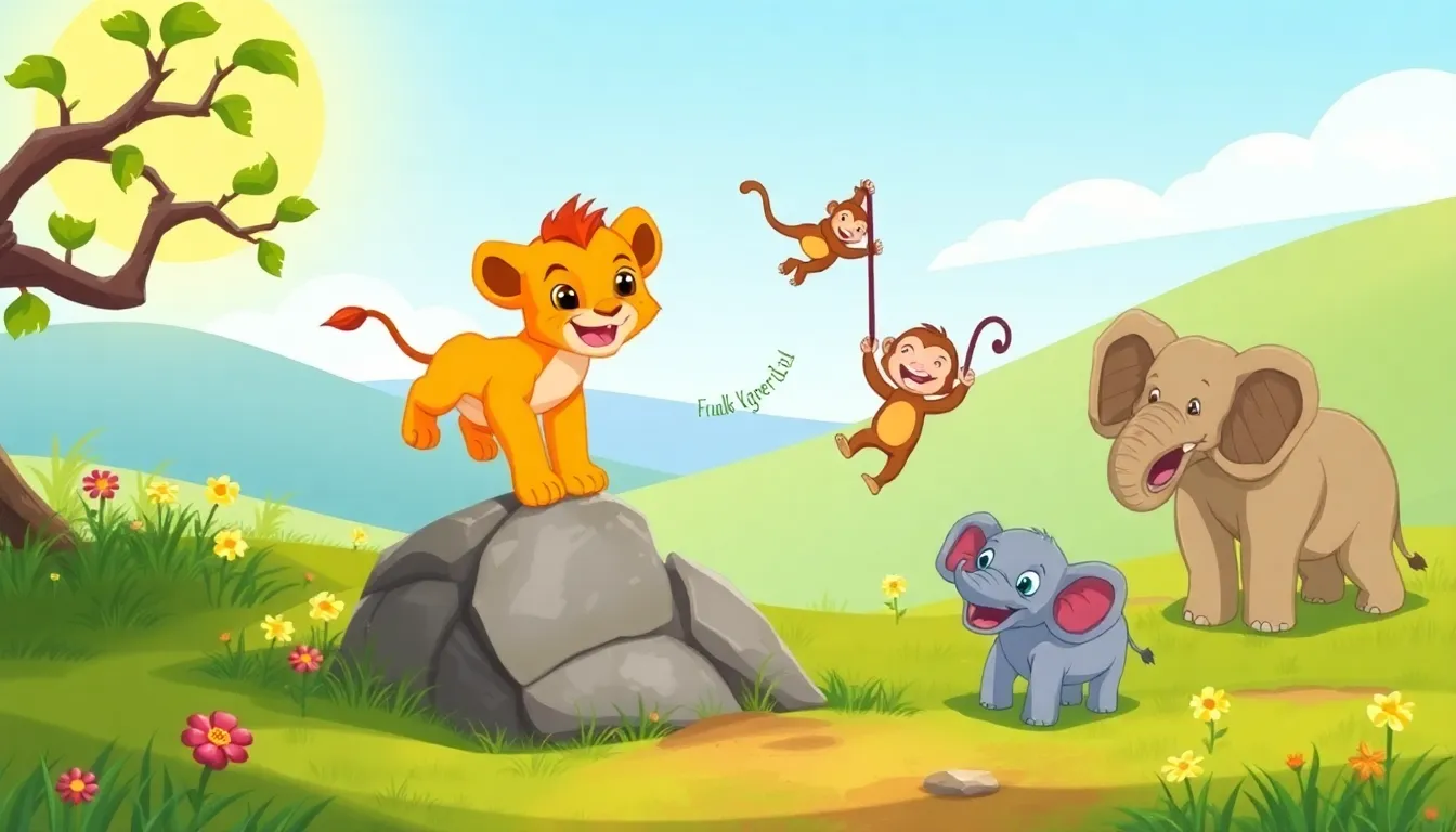 Bella la Baleine et Âge 5 ans; "Léo le Lionceau et ses Premières Aventures 2 Illustration de Les Premières Chutes