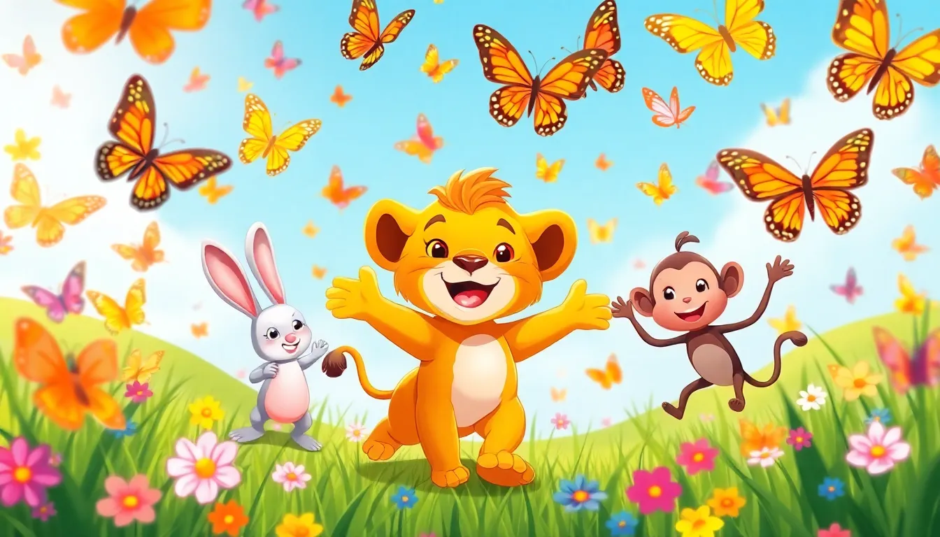 Bella la Baleine et Âge 5 ans; "Léo le Lionceau et ses Premières Aventures 3 Illustration de La Danse des Papillons