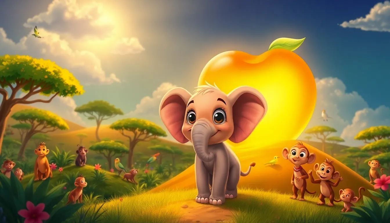 Le Petit Éléphant et la Pomme Dorée 8 Illustration du Souhait d'Élio