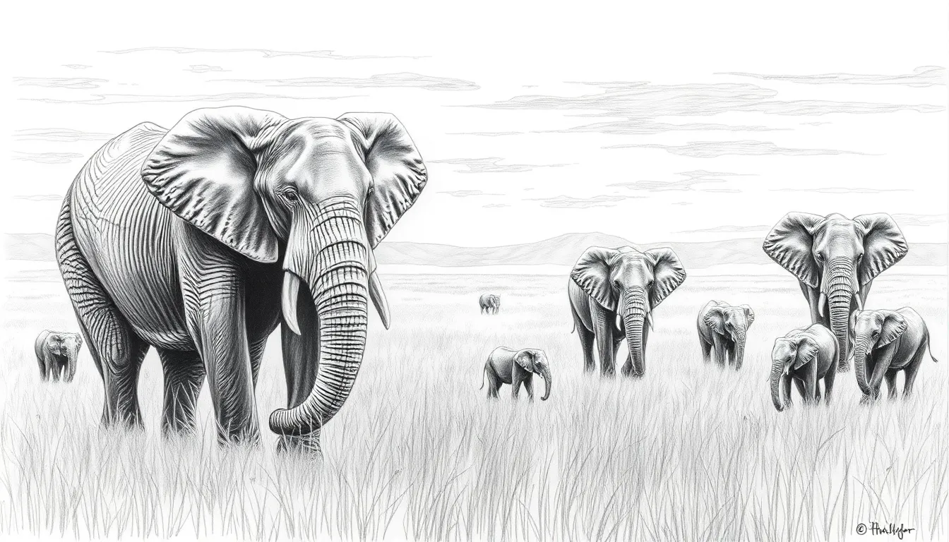 Voyage au Coeur des Animaux : Une Ode à la Nature 5 Illustration de la sagesse des éléphants