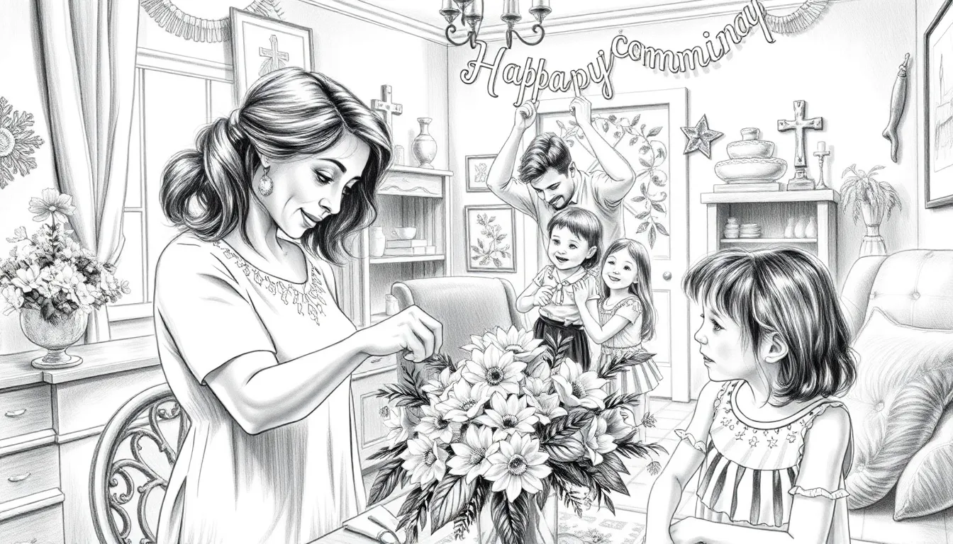 Léa et la Lumière de la Communion 1 Illustration des préparatifs de la communion de Léa