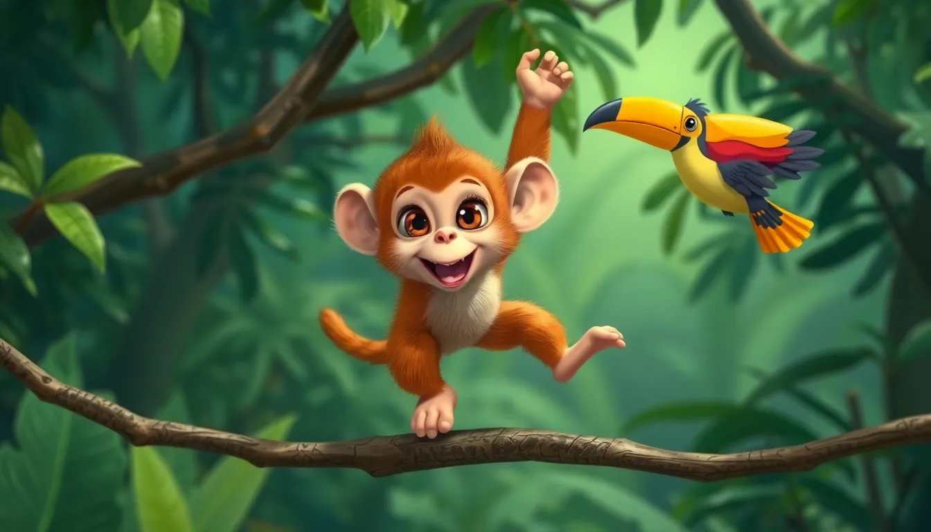 Le Singe et le Bananiers 3 Illustration de Le Voyage Commence