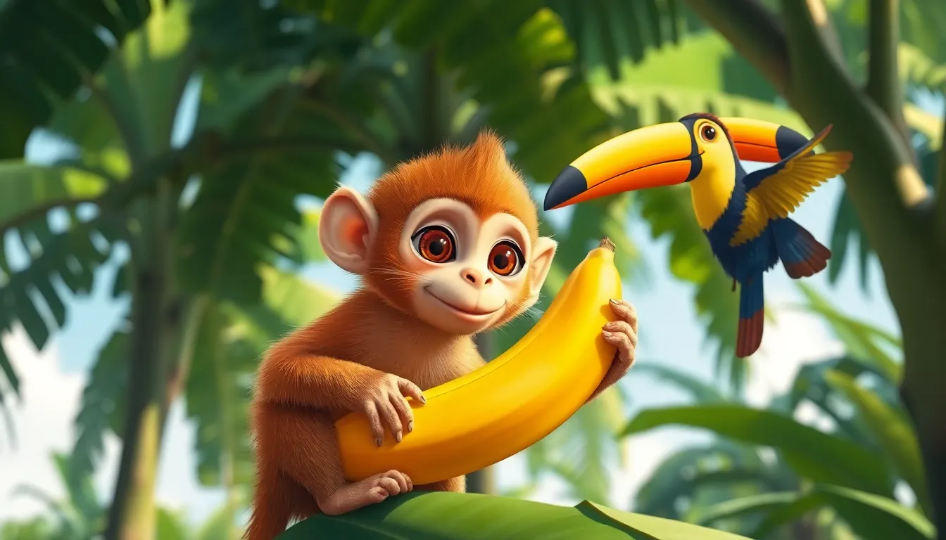 Le Singe et le Bananiers 5 Illustration de La Découverte des Bananiers Sucrés