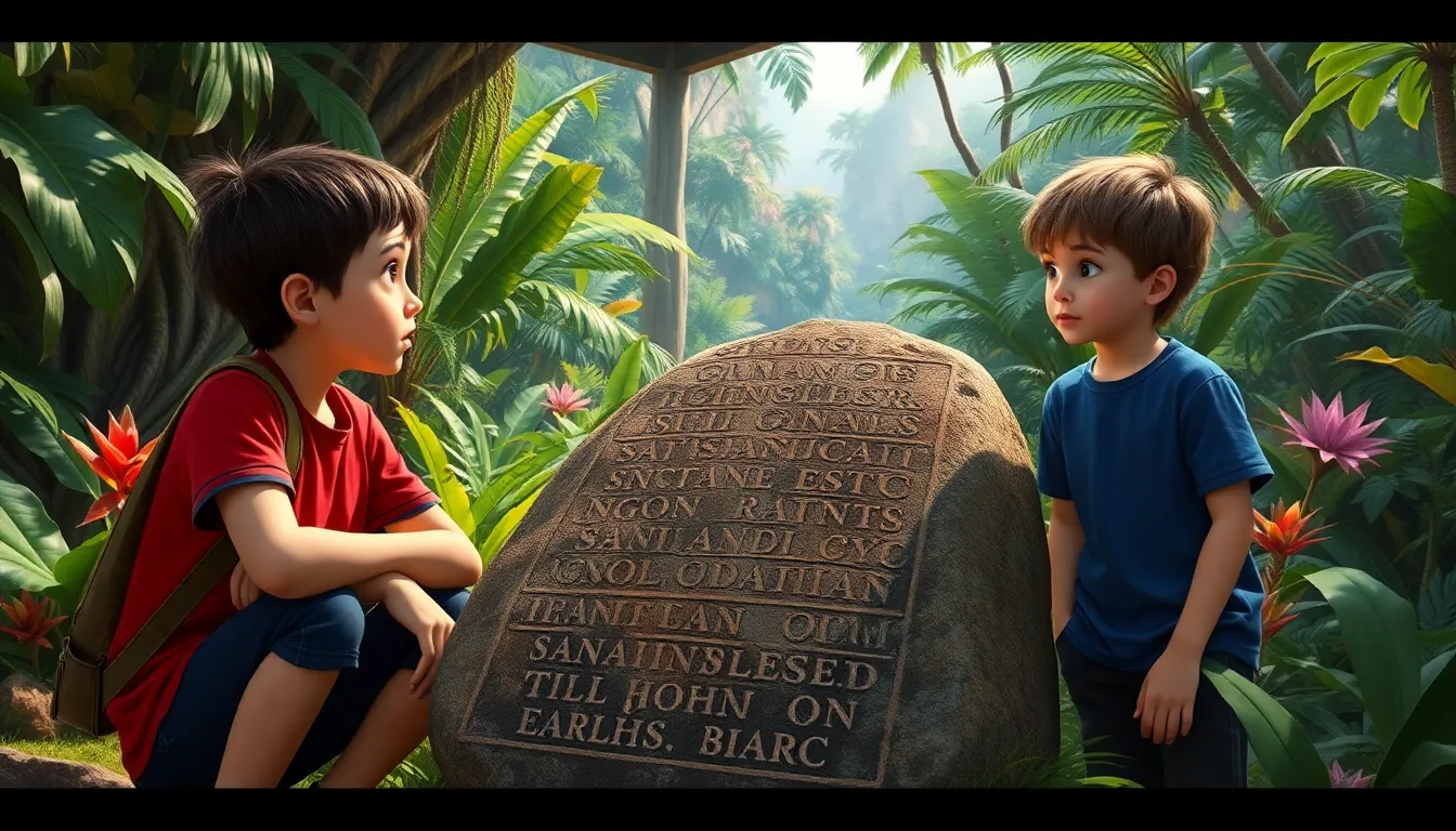 Les Aventures de Tom dans la Jungle Mystérieuse 3 Illustration de Une Énigme à Résoudre