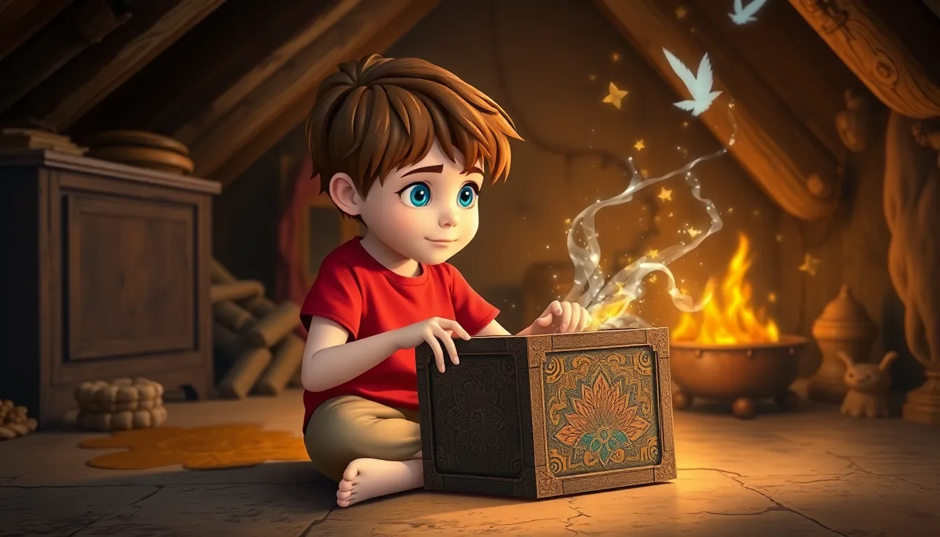 Le Trésor des Contes de Tom 1 Illustration de La Découverte de la Boîte à Histoires