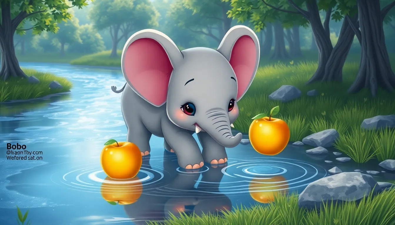 Le Petit Éléphant et la Pomme Dorée 1 Illustration de La Naissance de Bobo