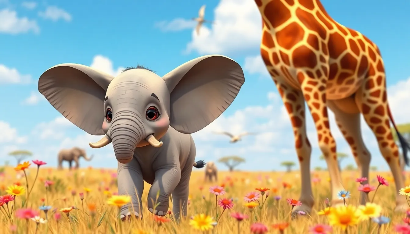 Le Petit Éléphant et la Pomme Dorée 2 Illustration de L'Aventure Commence