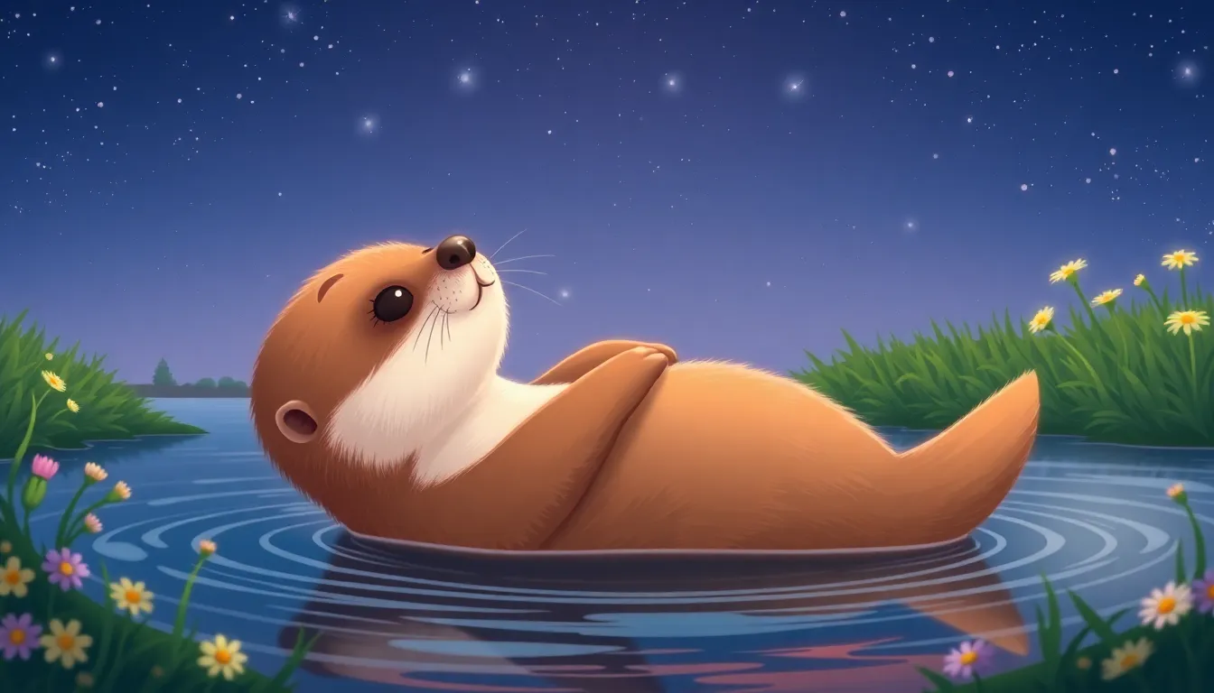 Les Rêves de Lily la Loutre 1 Illustration de La Nuit Étoilée