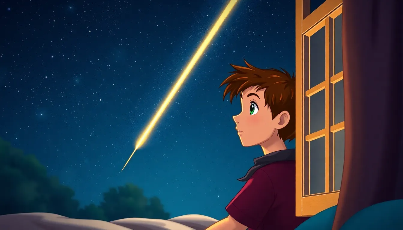 Tom et les Étoiles Filantes 1 Illustration de La Nuit Étoilée