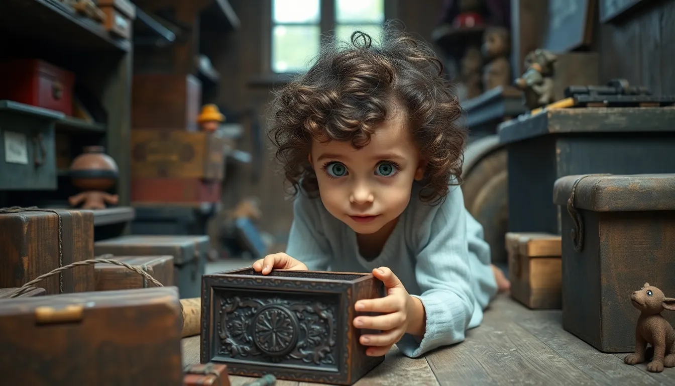 Les Secrets de Mia dans sa Boîte à Histoires 1 Illustration de La Découverte de la Boîte à Histoires