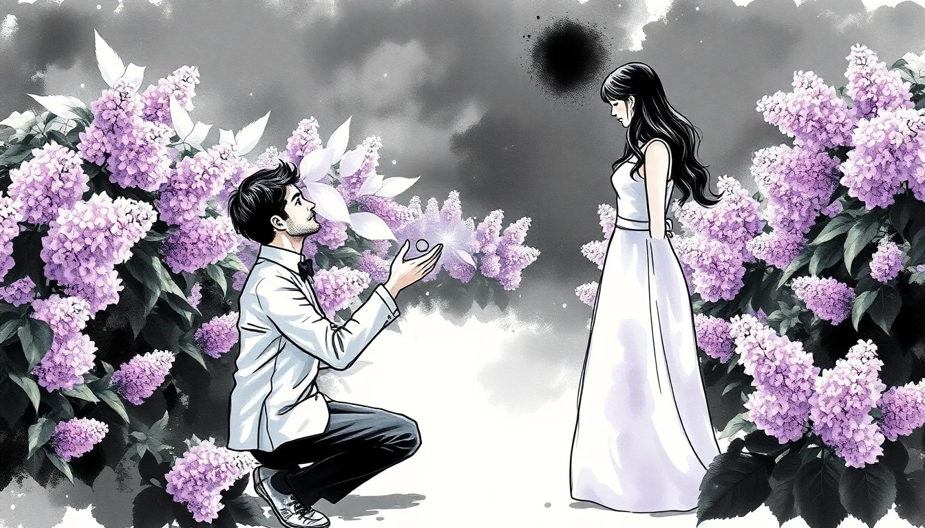 Sous le ciel complice : Une demande en mariage poétique 2 Illustration de La Proposition des Lilas