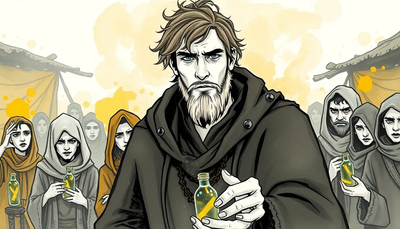 Le Marchand de Pluie : Un voyage fantastique au cœur de l'aridité 3 Illustration de La Vente des Bouteilles de Pluie