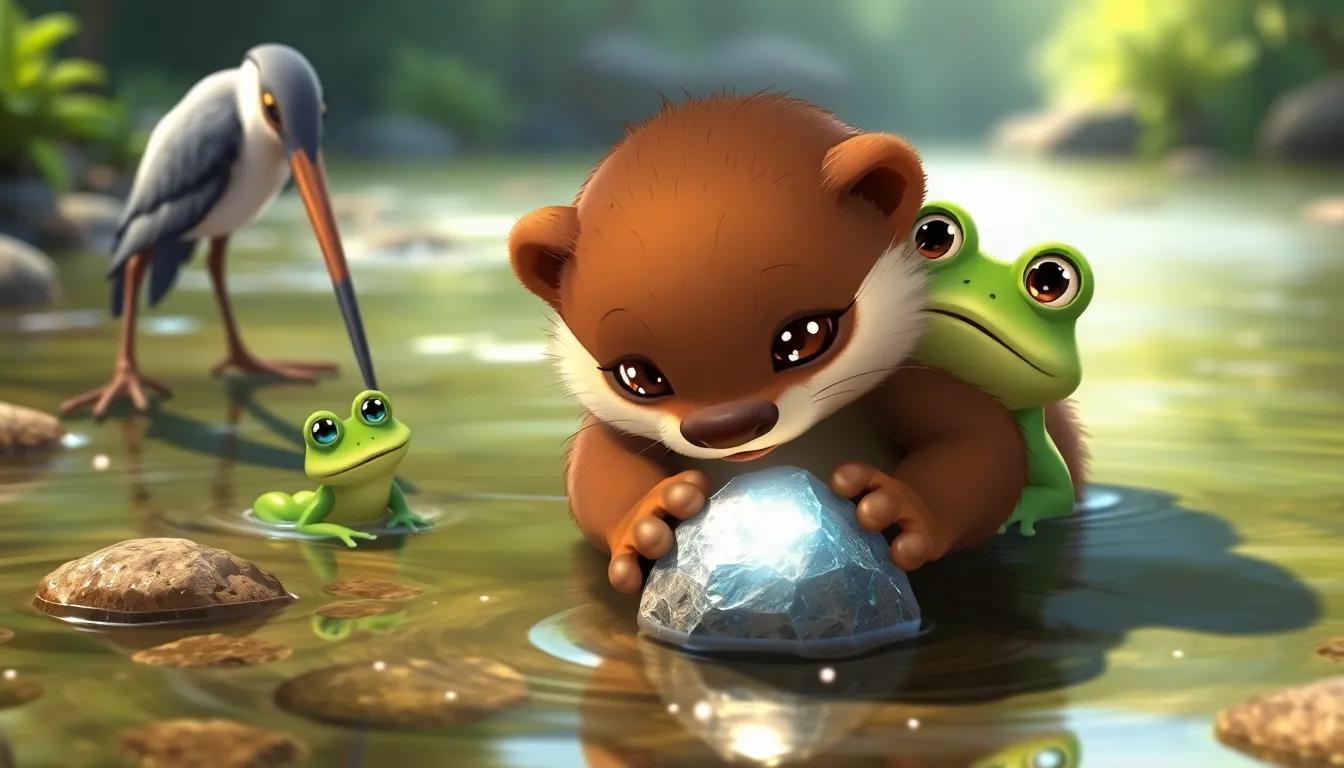 Les Rêves de Lily la Loutre 3 Illustration du Mystère de la Pierre Brillante