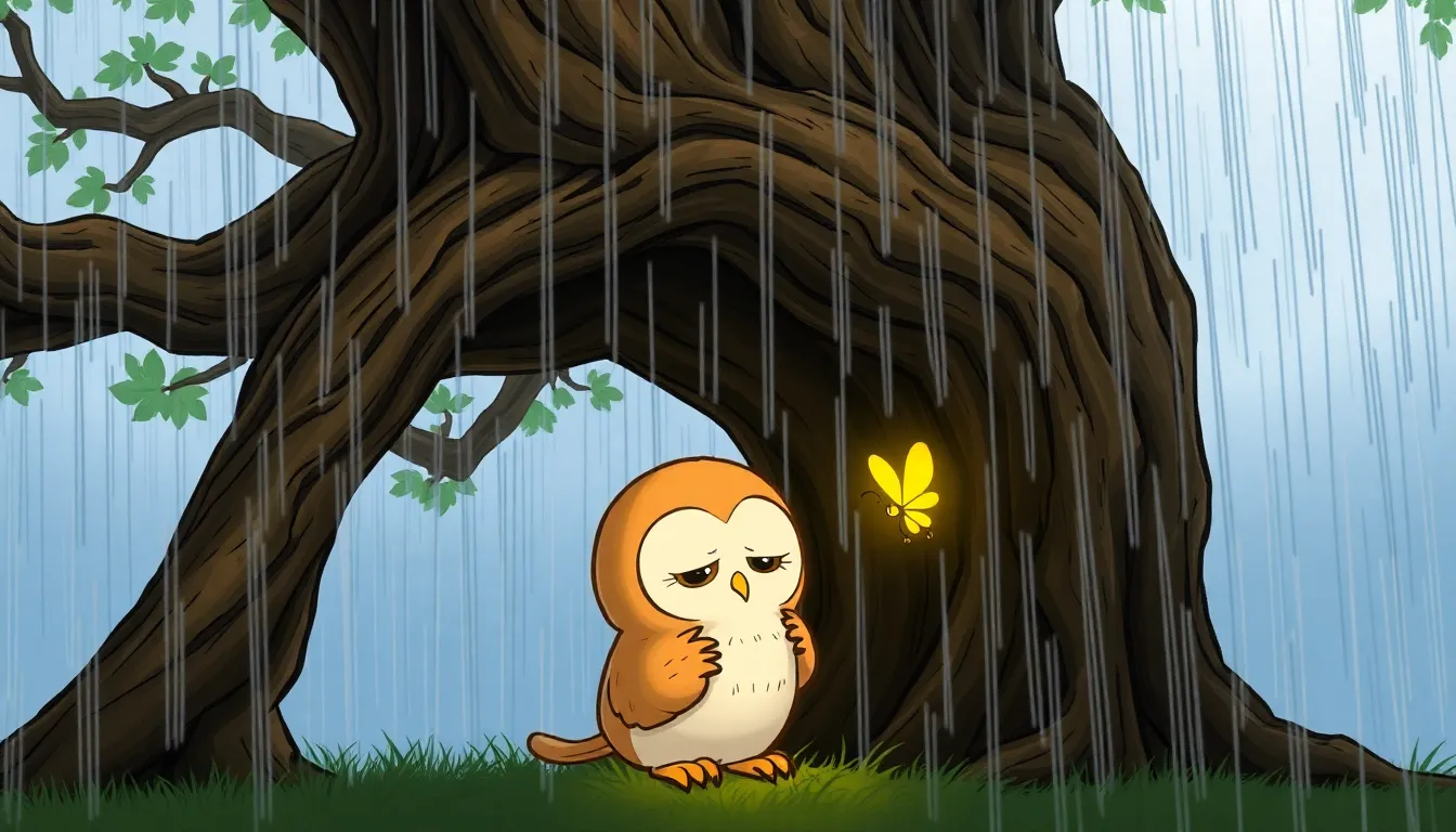 Le Voyage de Snoopy le Hibou 5 Illustration de Un Orage Inattendu