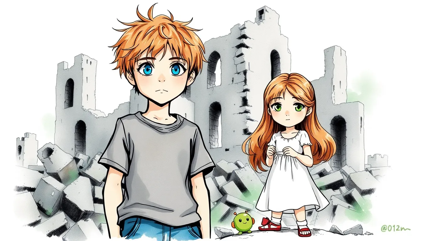 Les Enfants de l'Espoir : Lumière dans un monde dévasté 1 Illustration de Lueur d'espoir au milieu des ruines