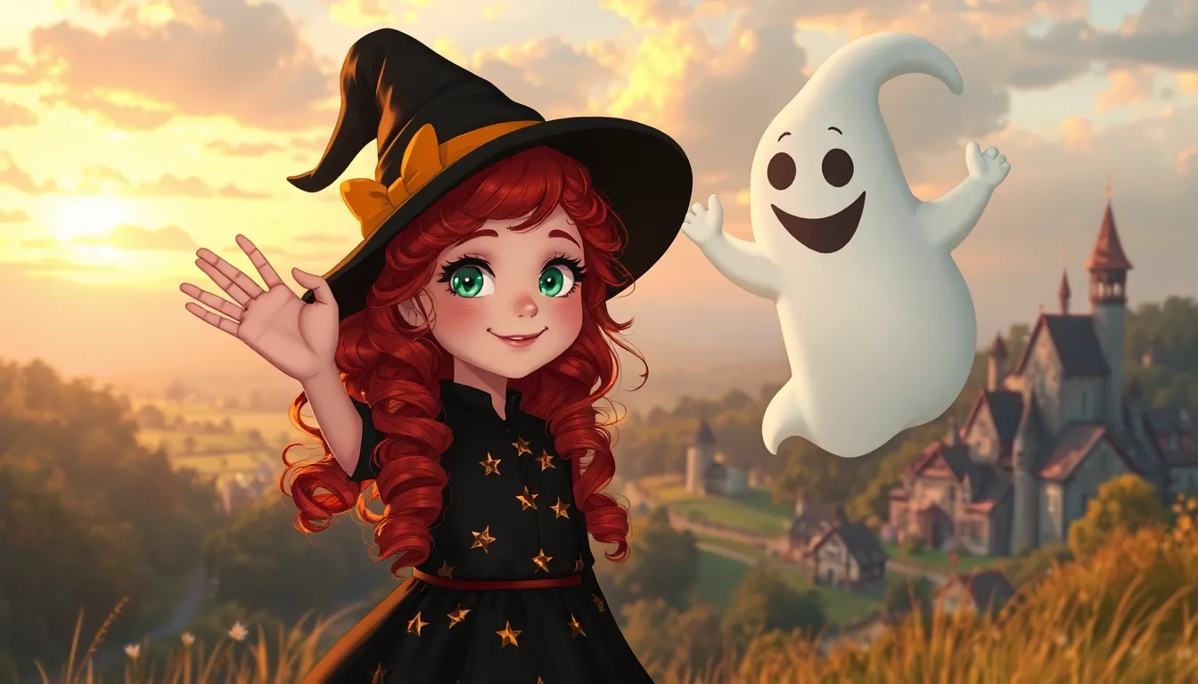 Les Éclats de Lune et les Fantômes Joyeux 5 Lila dit au revoir à Fanty dans l'aube naissante