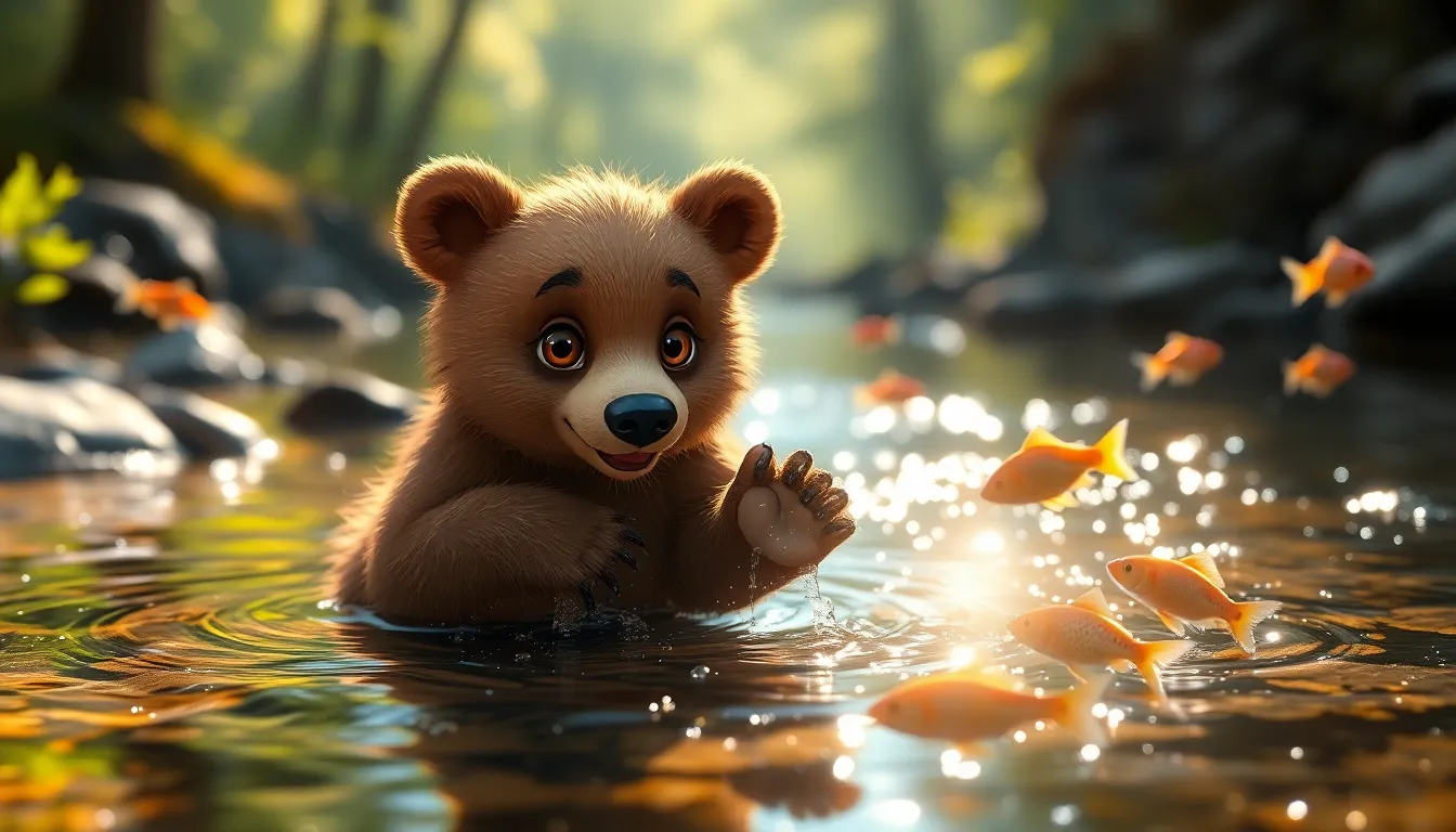 L'Ourson et le Ruisseau 3 Illustration de La Découverte du Ruisseau