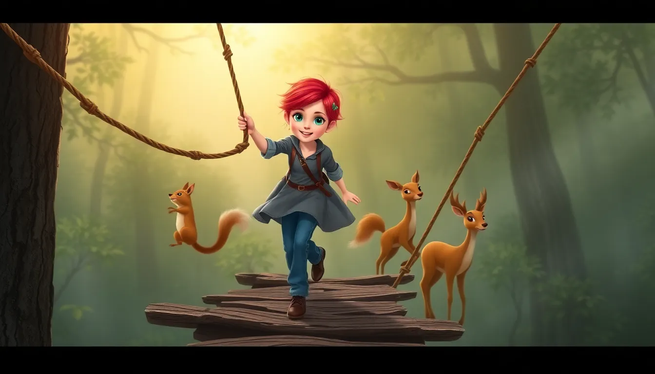 Les Contes Mystérieux de Luna 5 Illustration du Défi du Pont Suspendu