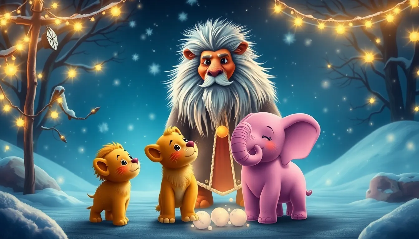 Léo le Lionceau et le Magicien de Noël 4 Illustration de La Rencontre avec le Magicien