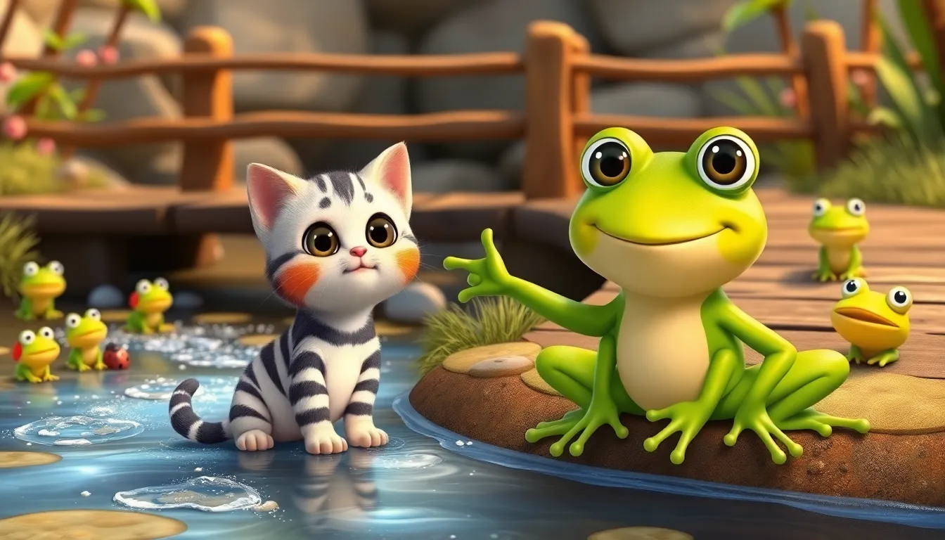 Le Petit Chat Curieux 3 Illustration de L'Aventure au Bord de la Rivière