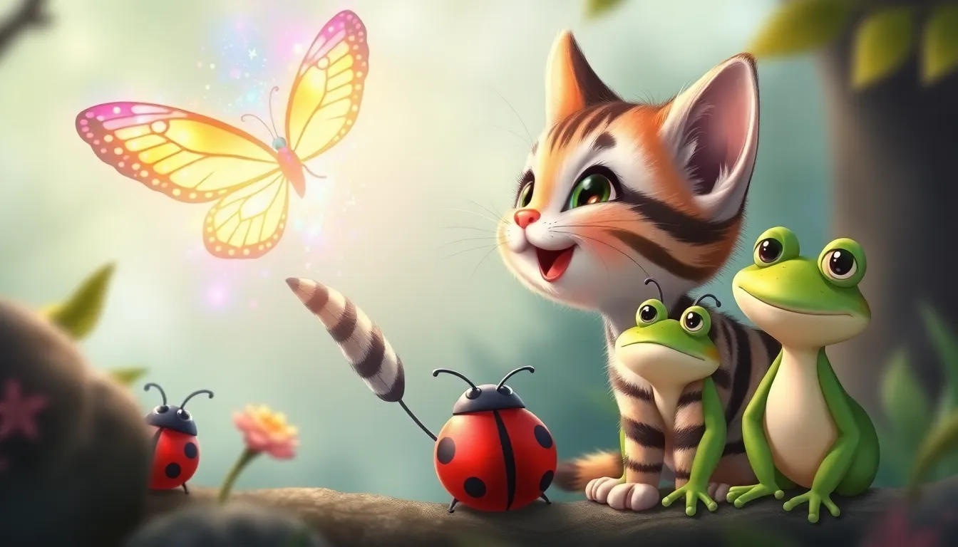 Le Petit Chat Curieux 5 Illustration de La Découverte du Papillon