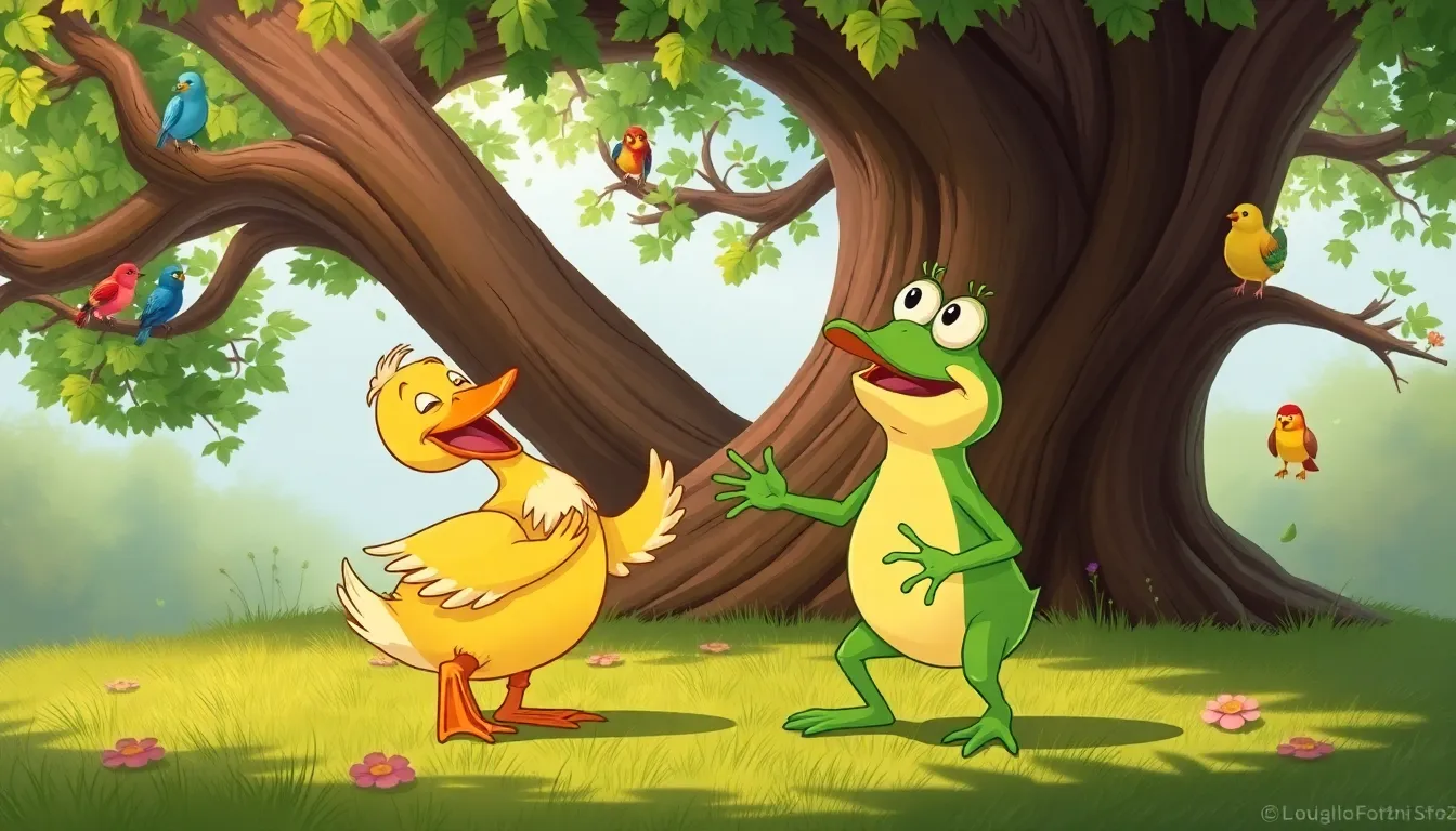 Cadou et Gracie dansent ensemble sous un grand arbre.