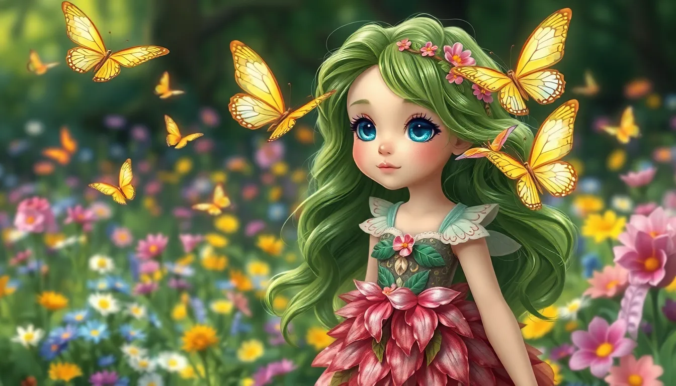 Nina la Nymphe et les Papillons 1 Illustration de La Naissance de Nina