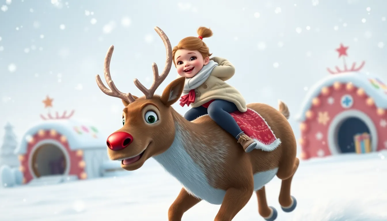 Les Aventures de Lila au Pôle Nord 2 Illustration de La rencontre avec le renne